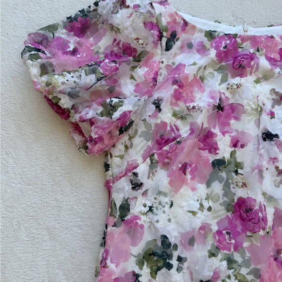 NWT Jessica Howard Floral Dress Pink Sheer Overlay Short Sleeve Elegant Size 16 - Picture 3 of 16